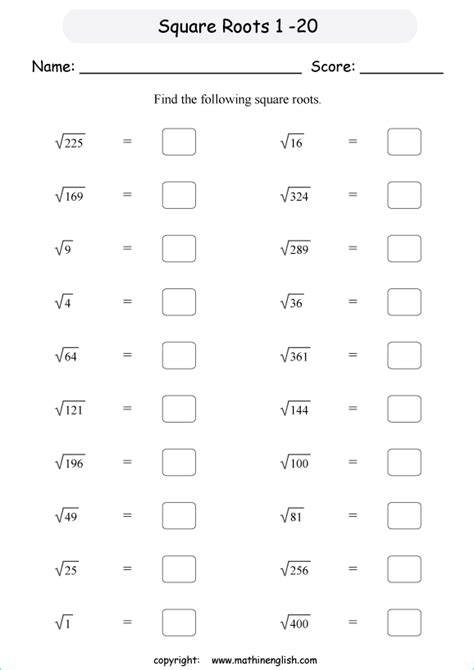 6 digit square root questions|Grade 6 Square Roots .